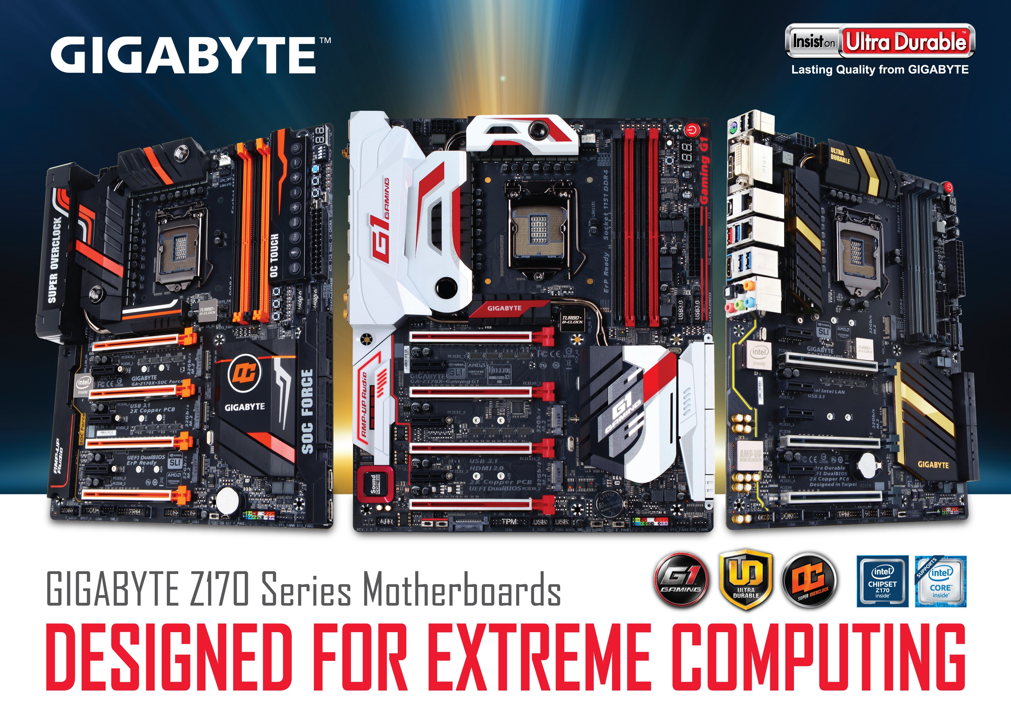 PR:GIGABYTE เปิดตัวเมนบอร์ด 100 Series ใหม่ล่าสุด ปลดล็อคประสิทธิภาพให้ทะยานแรงยิ่งขึ้นด้วยหน่วยประมวลผล 6th Gen. Intel® Core™ Processors