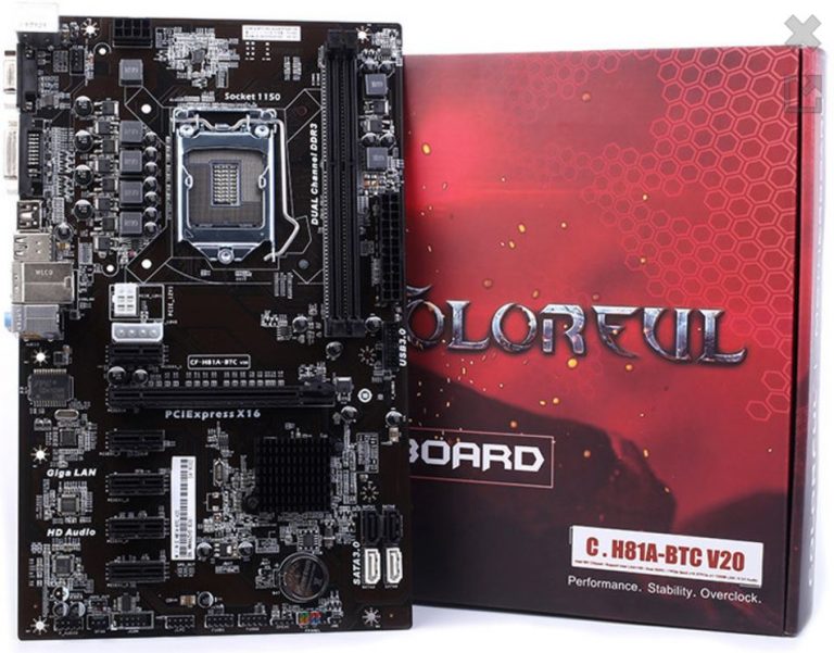 Colorful เปิดเมนบอร์ดสำหรับขุดเหมืองโดยเฉพาะรุ่น H81A-BTC V20