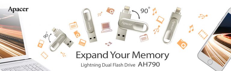 PR : สองหัวดีกว่าหัวเดียว!! Apacer AH790 แฟลชไดร์ฟ 2 สองมาตรฐาน Lightning และ USB 3.1   สำหรับ iPhone / iPad : ขยายพื้นที่จัดเก็บให้ Apple Devices ง่ายๆ