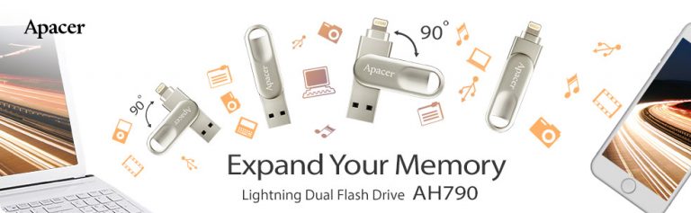 PR : สองหัวดีกว่าหัวเดียว!! Apacer AH790 แฟลชไดร์ฟ 2 สองมาตรฐาน Lightning และ USB 3.1   สำหรับ iPhone / iPad : ขยายพื้นที่จัดเก็บให้ Apple Devices ง่ายๆ