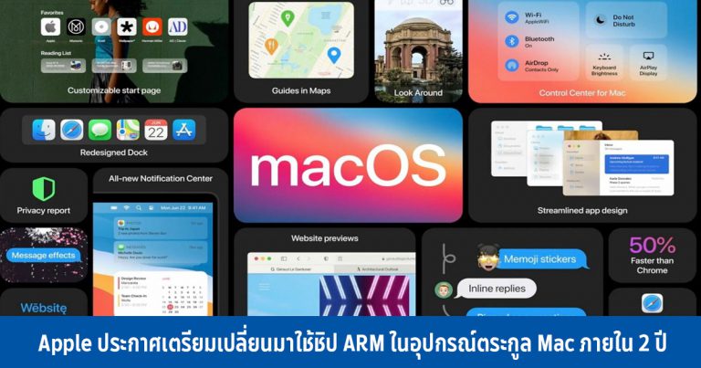 Apple ประกาศเตรียมเปลี่ยนมาใช้ชิป ARM ในอุปกรณ์ตระกูล Mac ภายใน 2 ปี พร้อมเปิดตัว Big Sur ระบบปฏิบัติการใหม่ ละทิ้ง OS X