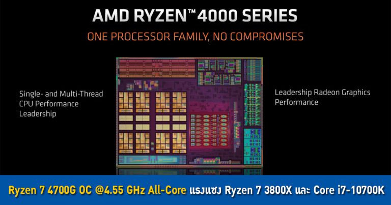 ผล Cinebench เผย Ryzen 7 4700G OC @4.55 GHz All-Core แรงแซง Ryzen 7 3800X และ Core i7-10700K