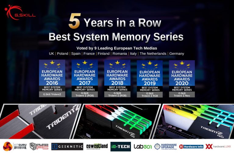 G.SKILL รับรางวัล Best System Memory Series จาก European Hardware Award ถึง 5 ปีซ้อน