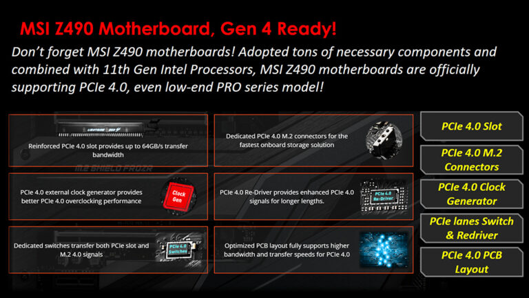 PR: เมนบอร์ด MSI Z490 ได้รับการอัพเกรดให้รองรับ PCIe 4.0 สำหรับทั้งกราฟิกการ์ดและ SSDs