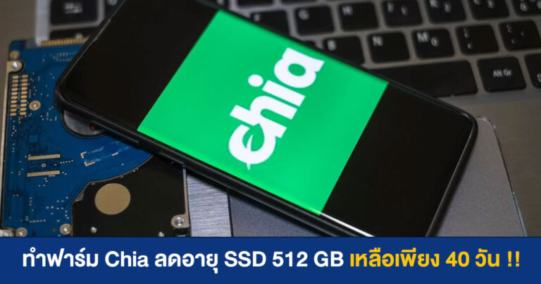 ทำฟาร์ม Chia ลดอายุการใช้งาน SSD 512 GB เหลือเพียง 40 วัน !!