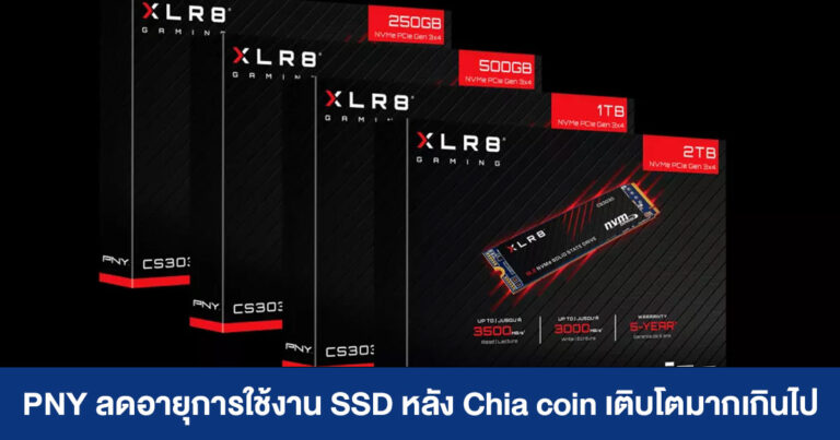 PNY ปรับลดอายุการใช้งาน SSD รุ่น XLR8 CS3030 หลังชิปขาดแคลน แต่ฟาร์ม Chia เฟื่องฟู