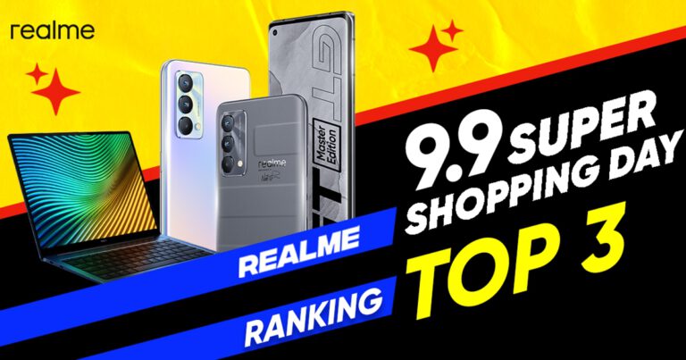 realme กวาดยอดขายพุ่งกับแคมเปญ realme 9.9 SUPER SALE   สินค้ายอดนิยมสูงสุด realme GT Master Edition และ realme book