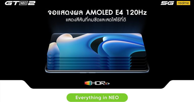 realme GT Neo2 5G จัดเต็มกับจอ AMOLED Display  อัดสเปกจอระดับพรีเมียม เอาใจเกมเมอร์และสายคอนเทนต์