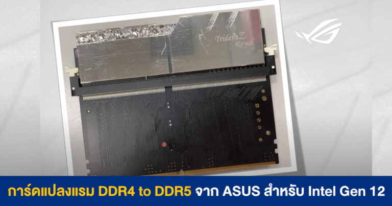 เผยโฉมการ์ดแปลงแรม DDR4 to DDR5 จาก ASUS สำหรับเมนบอร์ด Intel Gen 12