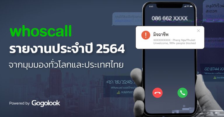 Whoscall เผยรายงานประจำปี 2564 ยอดโทรศัพท์หลอกลวงในประเทศไทย พุ่งสูงขึ้น 270%  ข้อความหลอกลวงเพิ่มสูงขึ้น 57%