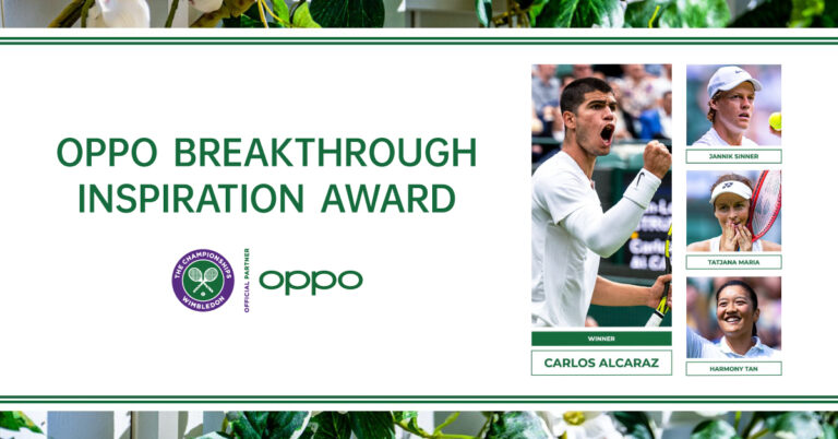 ร่วมแสดงความยินดี Carlos Alcaraz   คว้ารางวัล OPPO Breakthrough Inspiration Award ในการแข่งขัน Wimbledon 2022