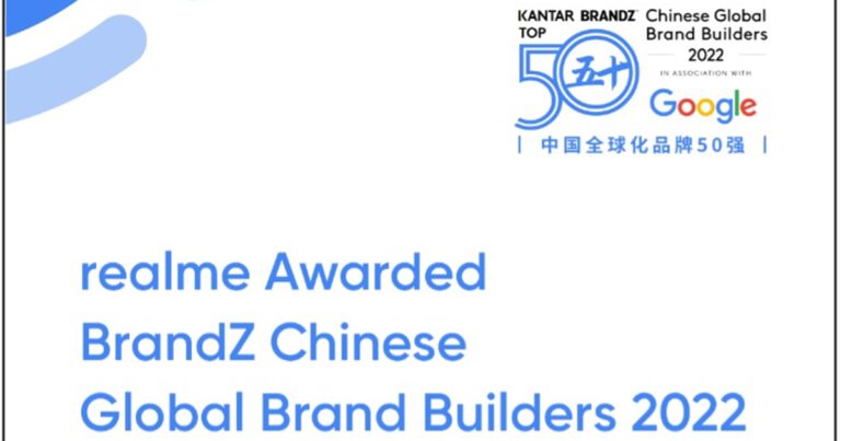 realme ติดโผ 50 สุดยอดแบรนด์ดังระดับโลกใน  “Kantar BrandZ Chinese Global Brand Builders 2022 TOP 50”  โดย Google และ Kantar