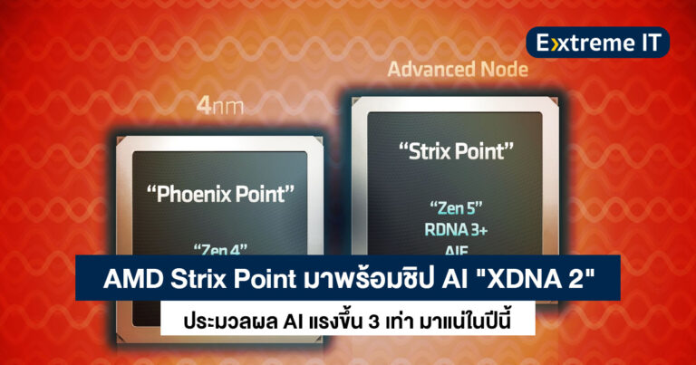 AMD Strix Point ซีพียูโน้ตบุ๊ก Zen 5 มาพร้อมชิป AI “XDNA 2” แรงขึ้น 3 เท่า มาแน่ในปีนี้